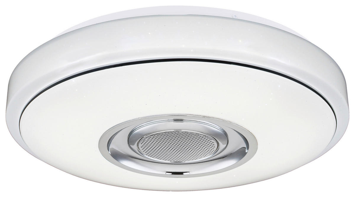 POCOline Deckenleuchte Sound weiß Chrom Kunststoff Metall H/D: ca. 8x34 cm Sound - weiß/Chrom (34,00/8,00cm) - POCOline