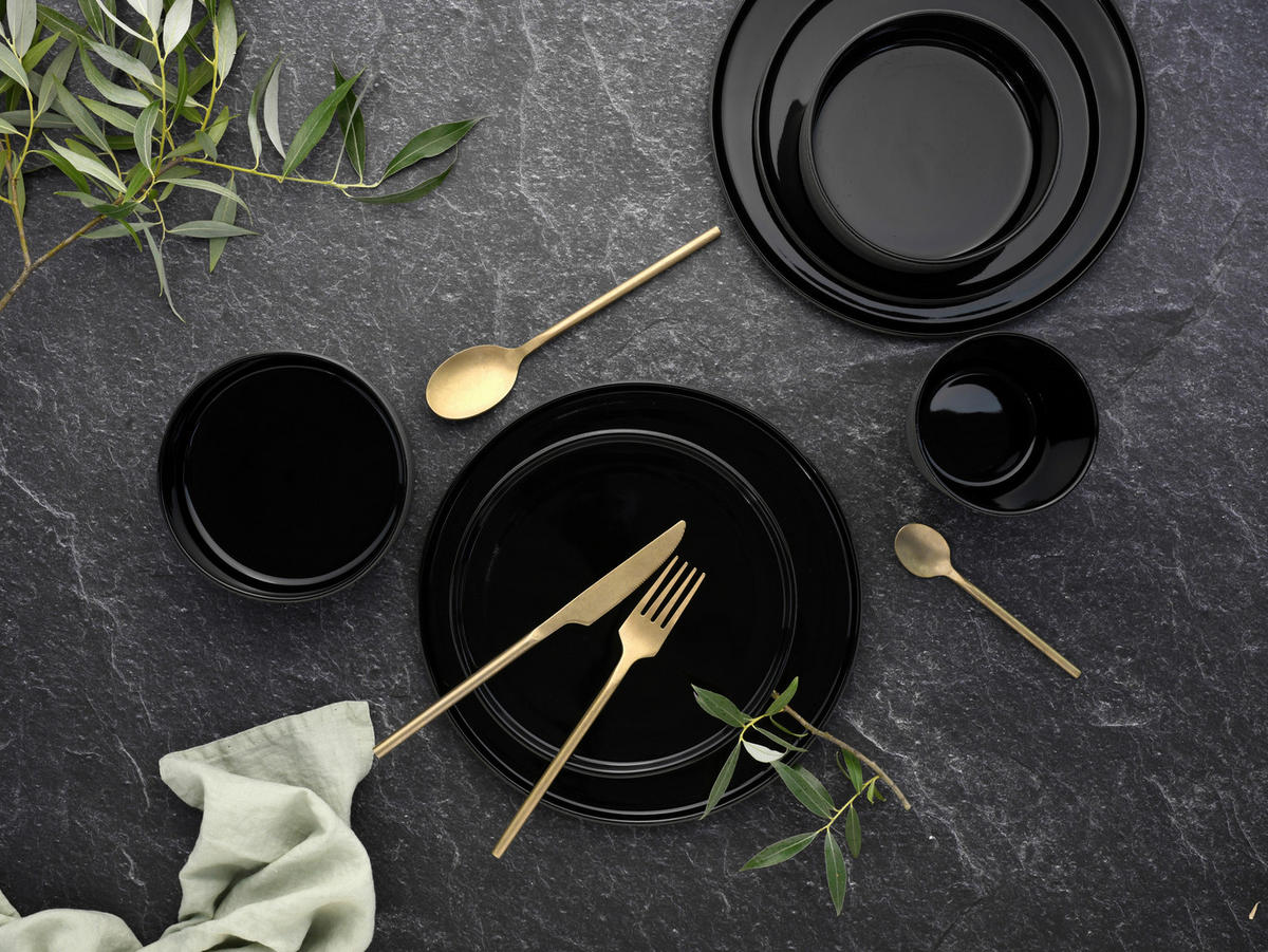CreaTable Kombiservice Futuro schwarz Steinzeug 16 tlg. Futuro - schwarz - CreaTable