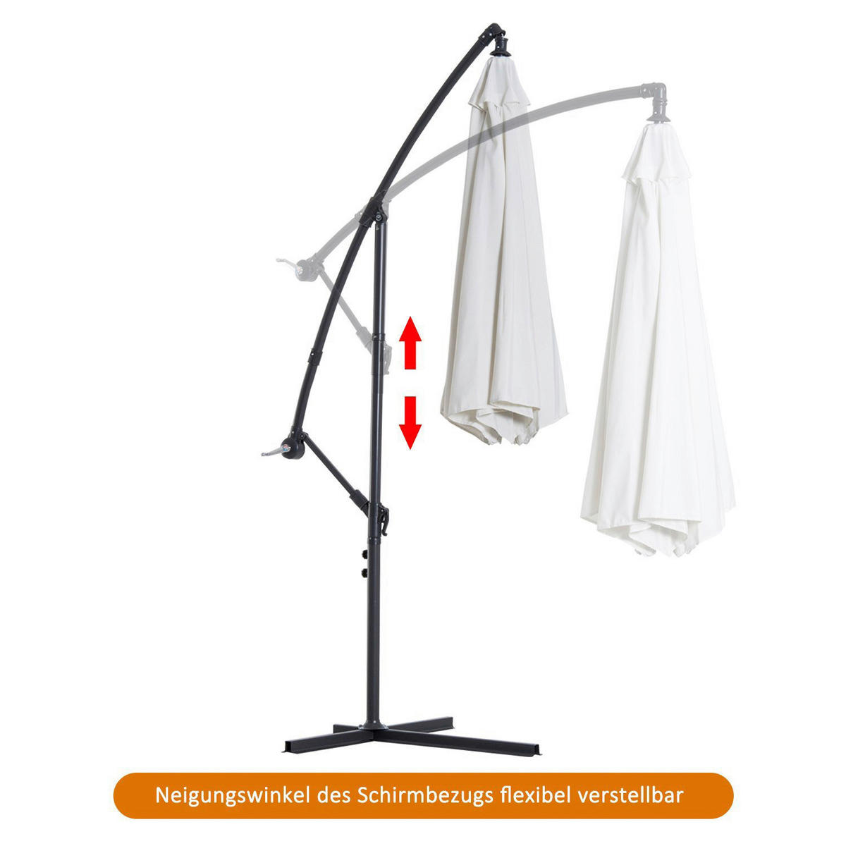 Outsunny Ampelschirm weiß Stahl H/D: ca. 250x300 cm Ampelschirm - weiß (300,00/250,00cm) - Outsunny