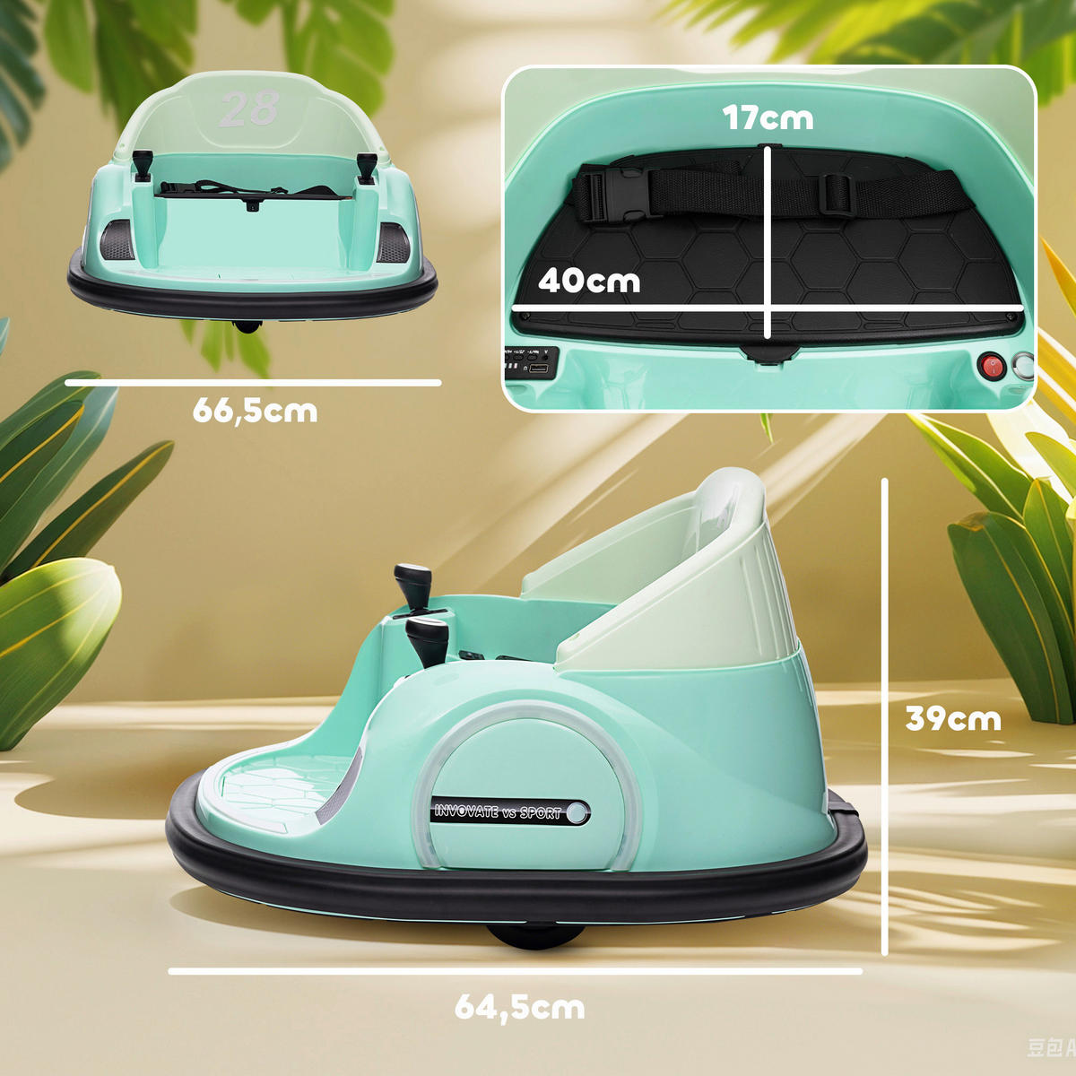 AIYAPLAY Kinder-Autoscooter grün B/H/L: ca. 64,5x39x66,5 cm Kinder-Autoscooter - grün (66,50/64,50/39,00cm) - AIYAPLAY