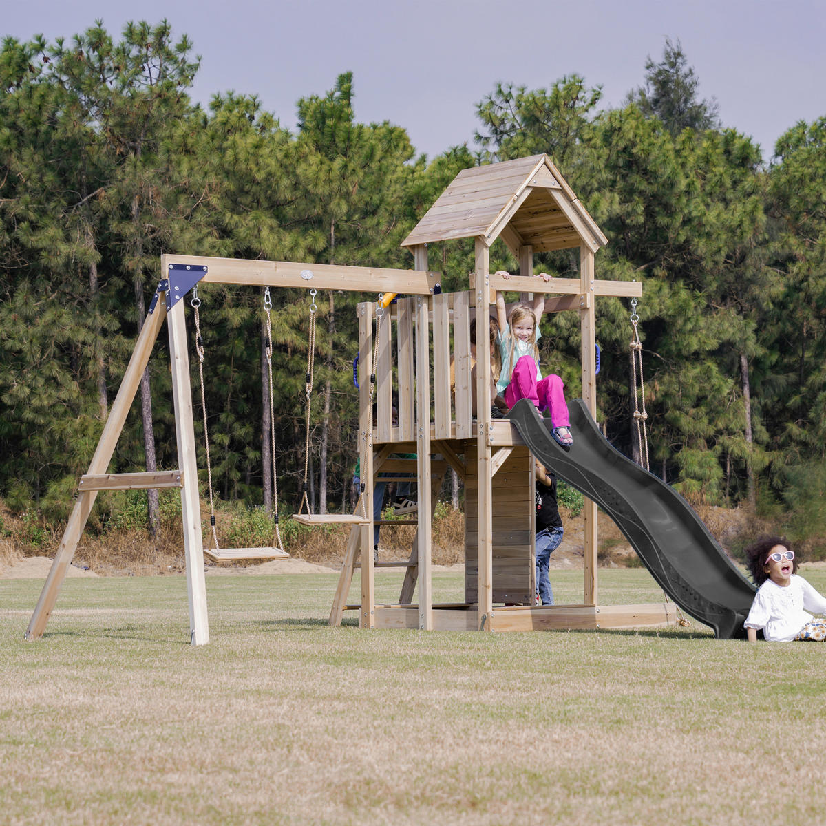 AXI Spielturm Moos braun B/H/L: ca. 342x267x375 cm Moos - braun/grau (375,00/342,00/267,00cm) - AXI
