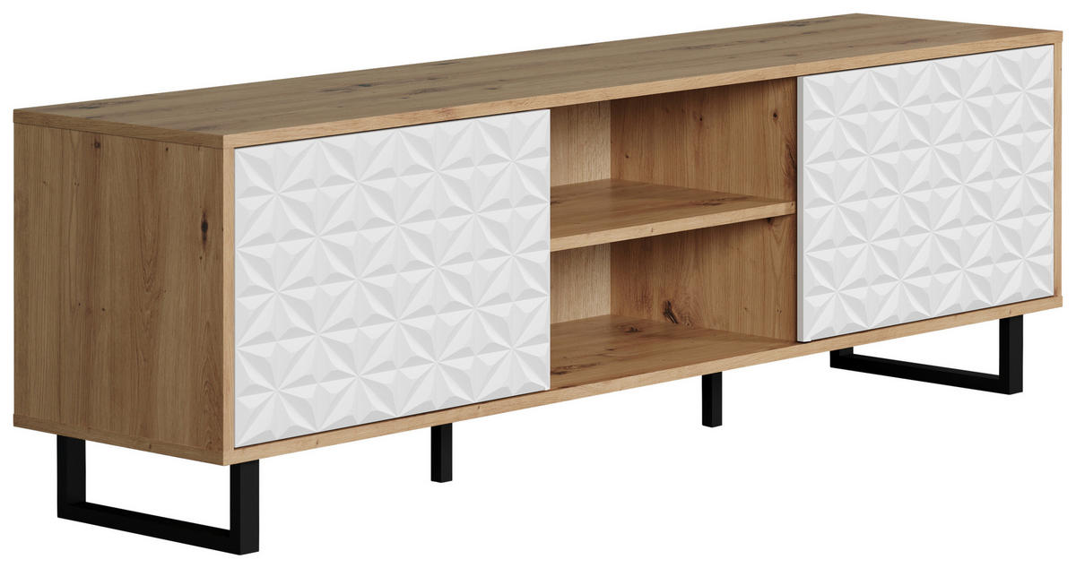 TV-Lowboard Aventura weiß matt Eiche Artisan Nachbildung B/H/T: ca. 154x52x40 cm Aventura - Eiche/weiß (154,00/52,00/40,00cm) - Trendteam