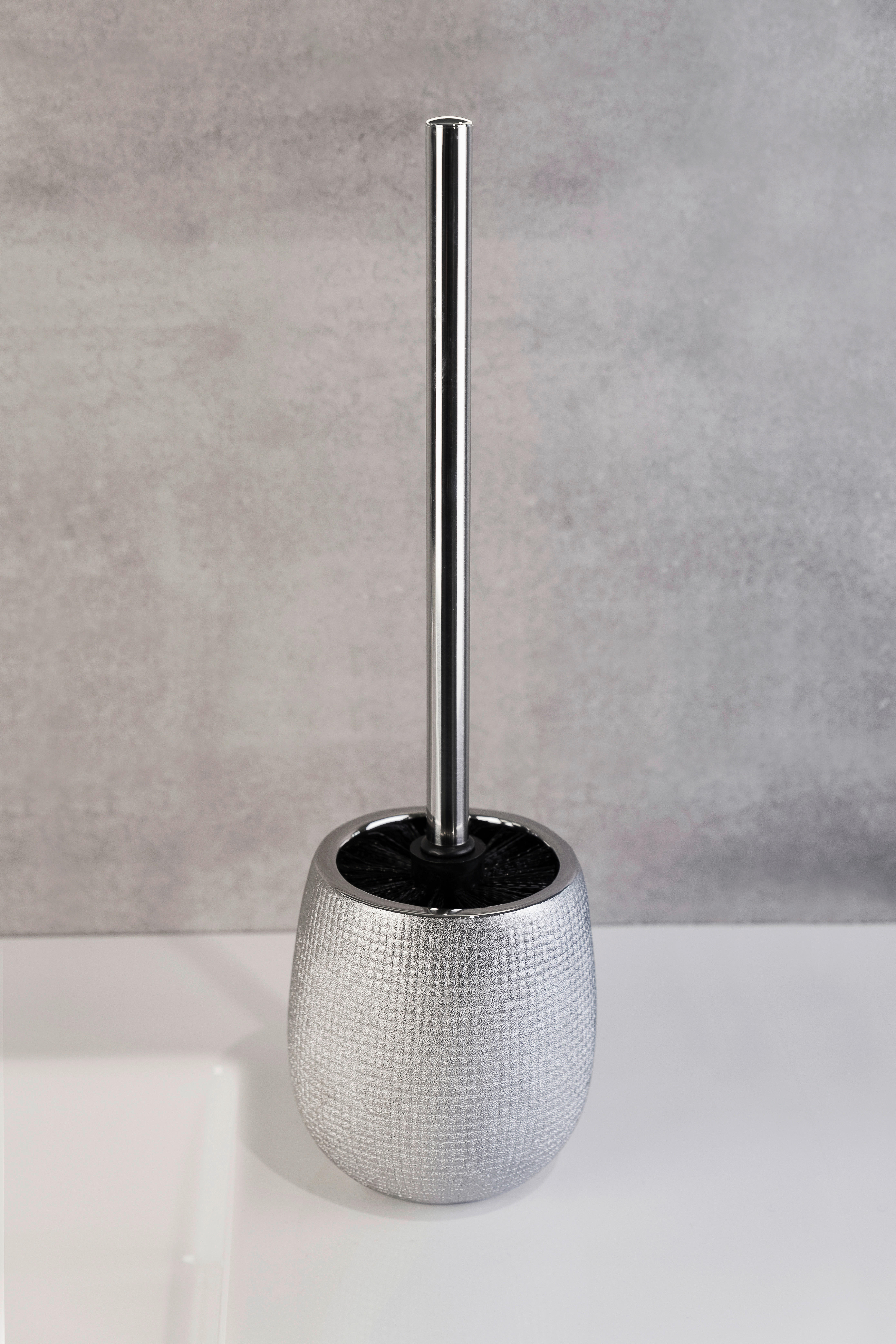 WC-Garnitur silber schwarz Edelstahl WC-Garnitur_Hollywood silber - schwarz/silber (12,00/12,00/40,00cm) - Axentia