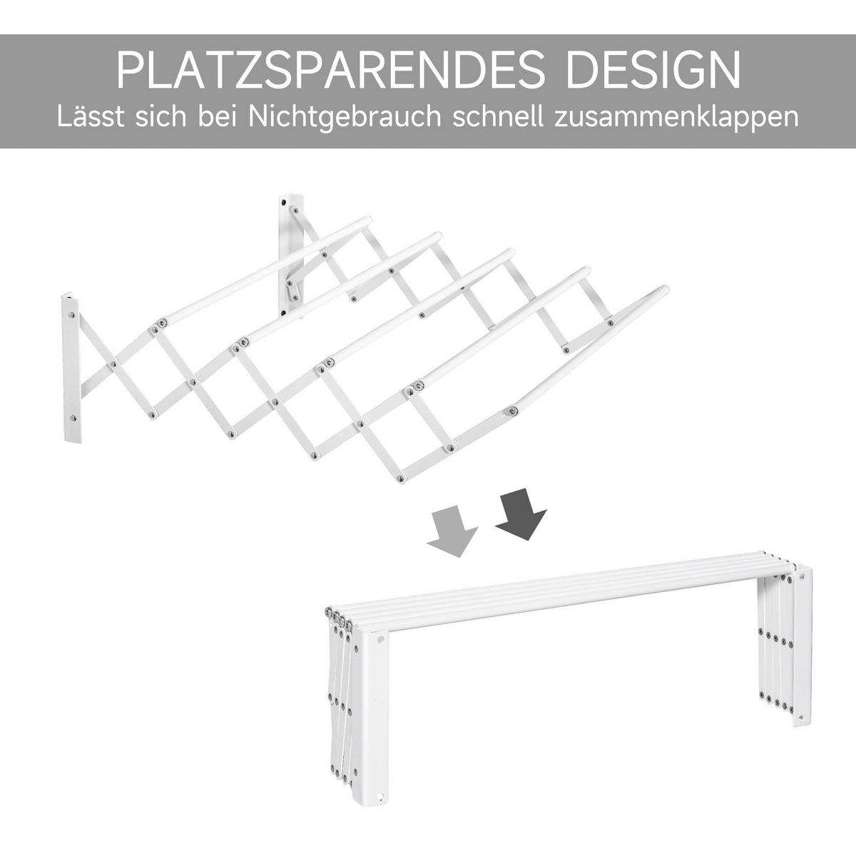 HOMCOM Wäscheständer weiß Eisen B/H/L: ca. 60x63,5x20 cm Wäscheständer - weiß (20,00/60,00/63,50cm) - HOMCOM