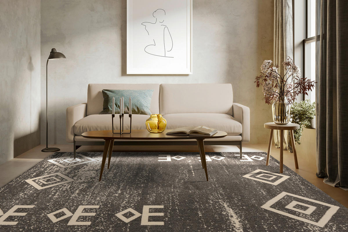 360Living Teppich Naila grau B/L: ca. 80x150 cm Naila - grau (80,00/150,00cm) - 360Living