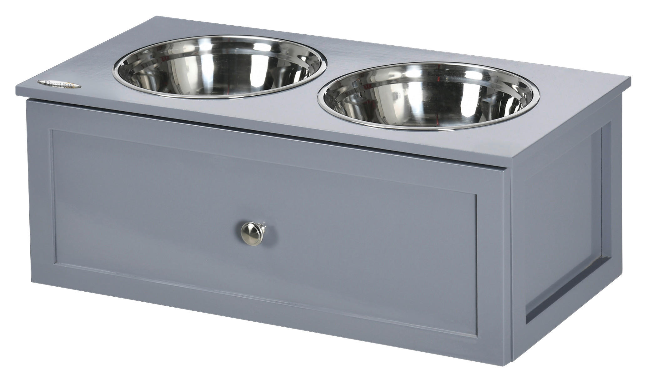 PawHut Hunde-Zubehör grau MDF B/H/L: ca. 30x60x24 cm Hundenapf - grau (24,00/30,00/60,00cm) - PawHut