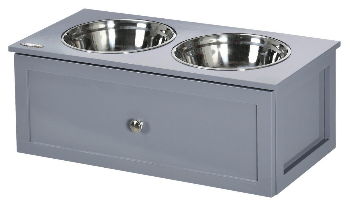 PawHut Hunde-Zubehör grau MDF B/H/L: ca. 30x60x24 cm Hundenapf - grau (24,00/30,00/60,00cm) - PawHut
