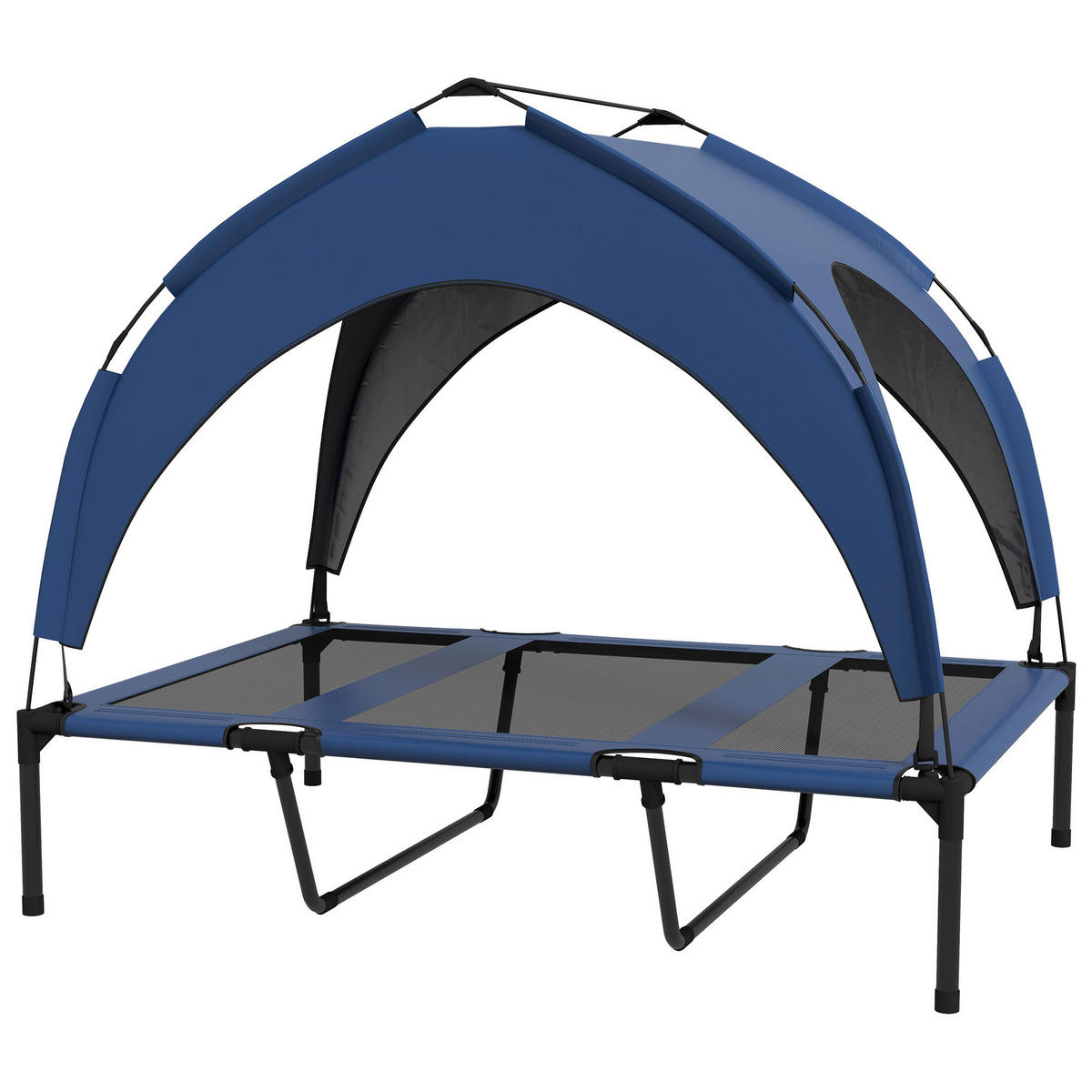 PawHut Hunde-Zubehör blau Edelstahl B/H/L: ca. 76x106x94 cm Erhöhtes_Hundebett - blau (94,00/76,00/106,00cm) - PawHut