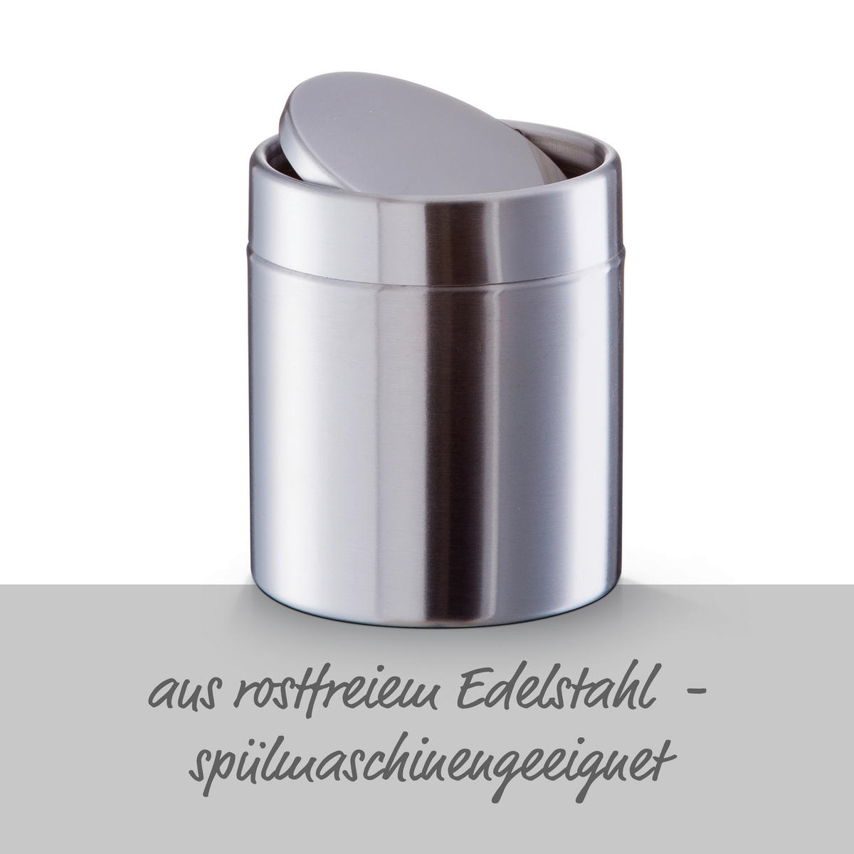 Zeller Tischabfalleimer silber B/H/L: ca. 11,5x14x11,5 cm Tischabfalleimer - silber (11,50/11,50/14,00cm) - Zeller