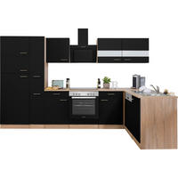 Respekta Winkelküche Economy schwarz matt B/H/T: ca. 310x200x172 cm Economy - Eiche/schwarz (310,00/200,00/172,00cm) - Respekta