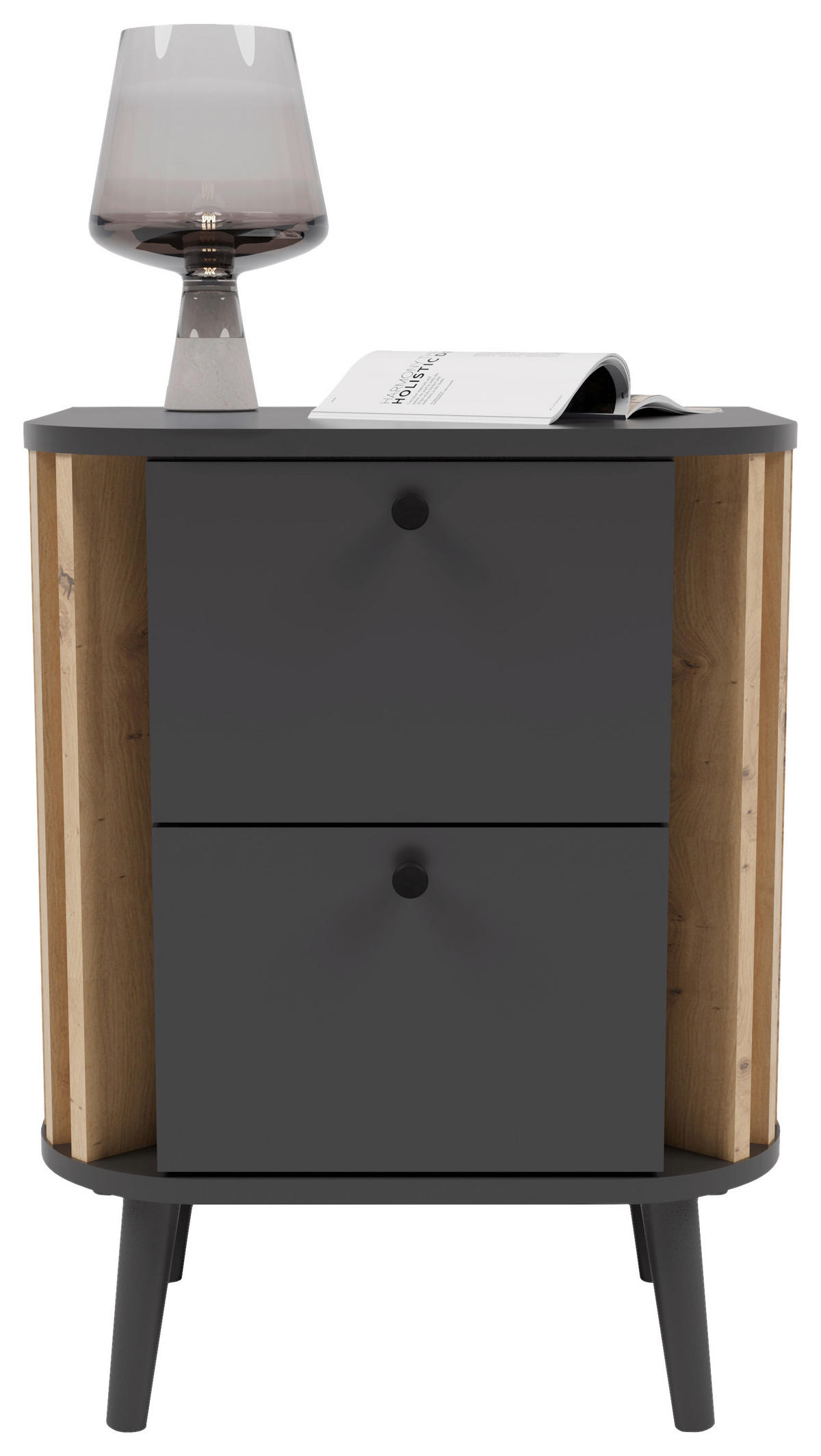 Nachtkonsole PURE grau Eiche Artisan Nachbildung B/H/T: ca. 45x60x33 cm PURE - Eiche/grau (45,00/60,00/33,00cm) - xonox.home