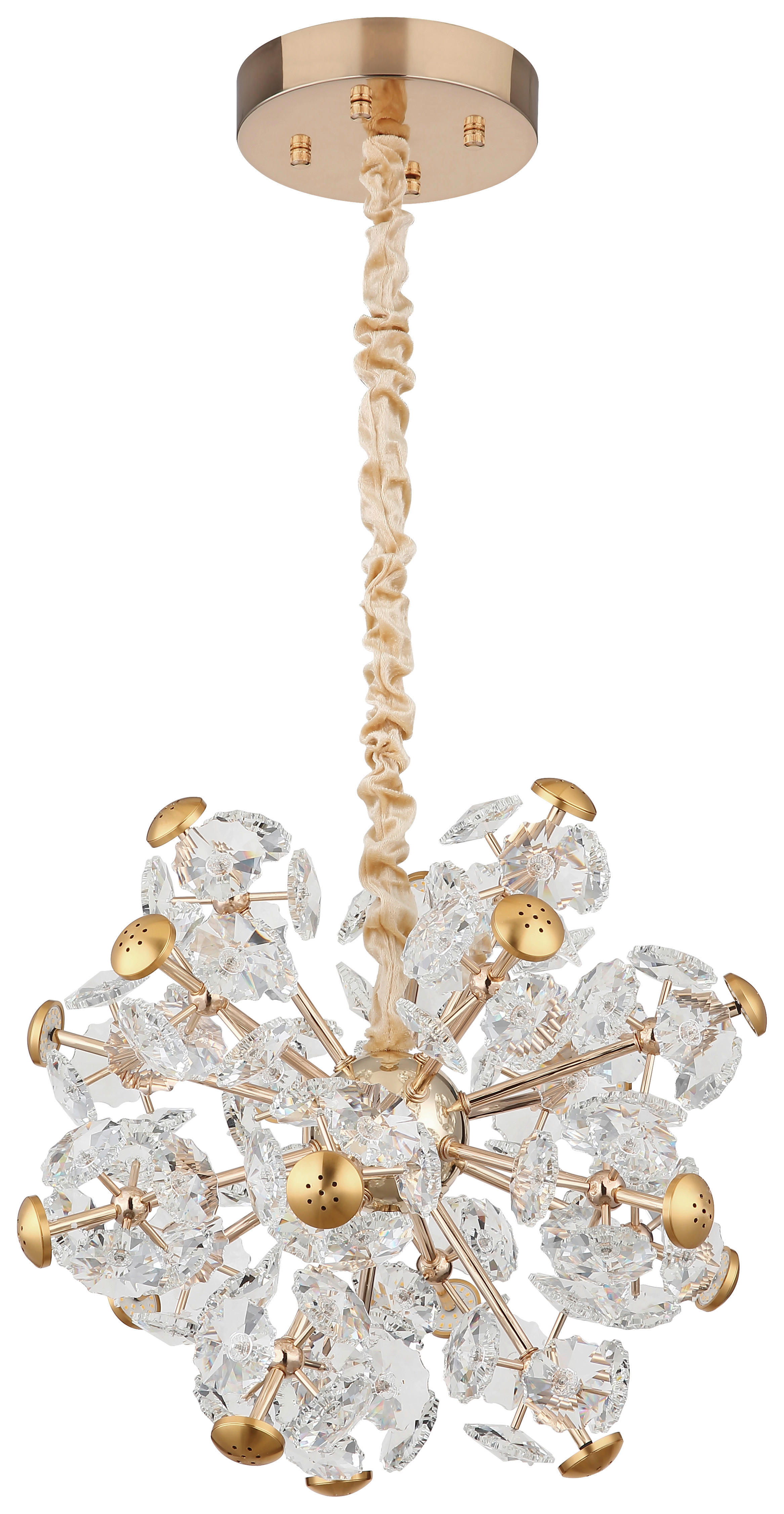 GLOBO Pendelleuchte gold klar Glas Metall H/D: ca. 125x50 cm 1.0 Brennstellen Floriella - gold/klar (50,00/125,00cm) - GLOBO