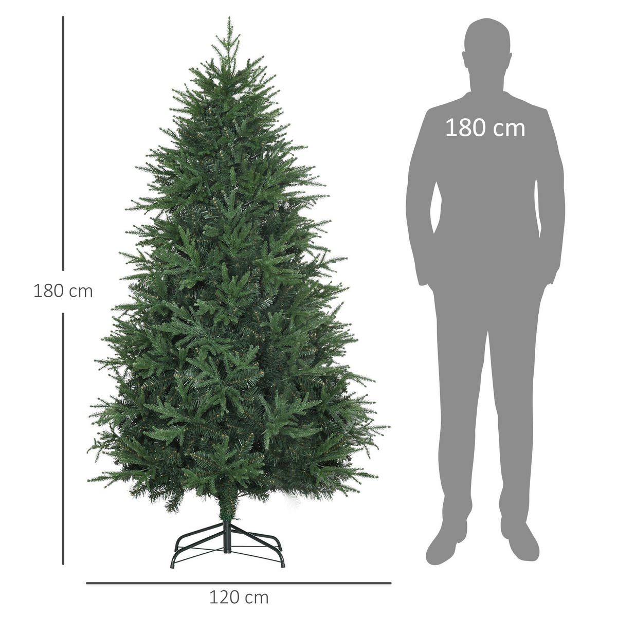 HOMCOM Weihnachtsbaum Weihnachtsbaum - grün (180,00/120,00/120,00cm) - HOMCOM