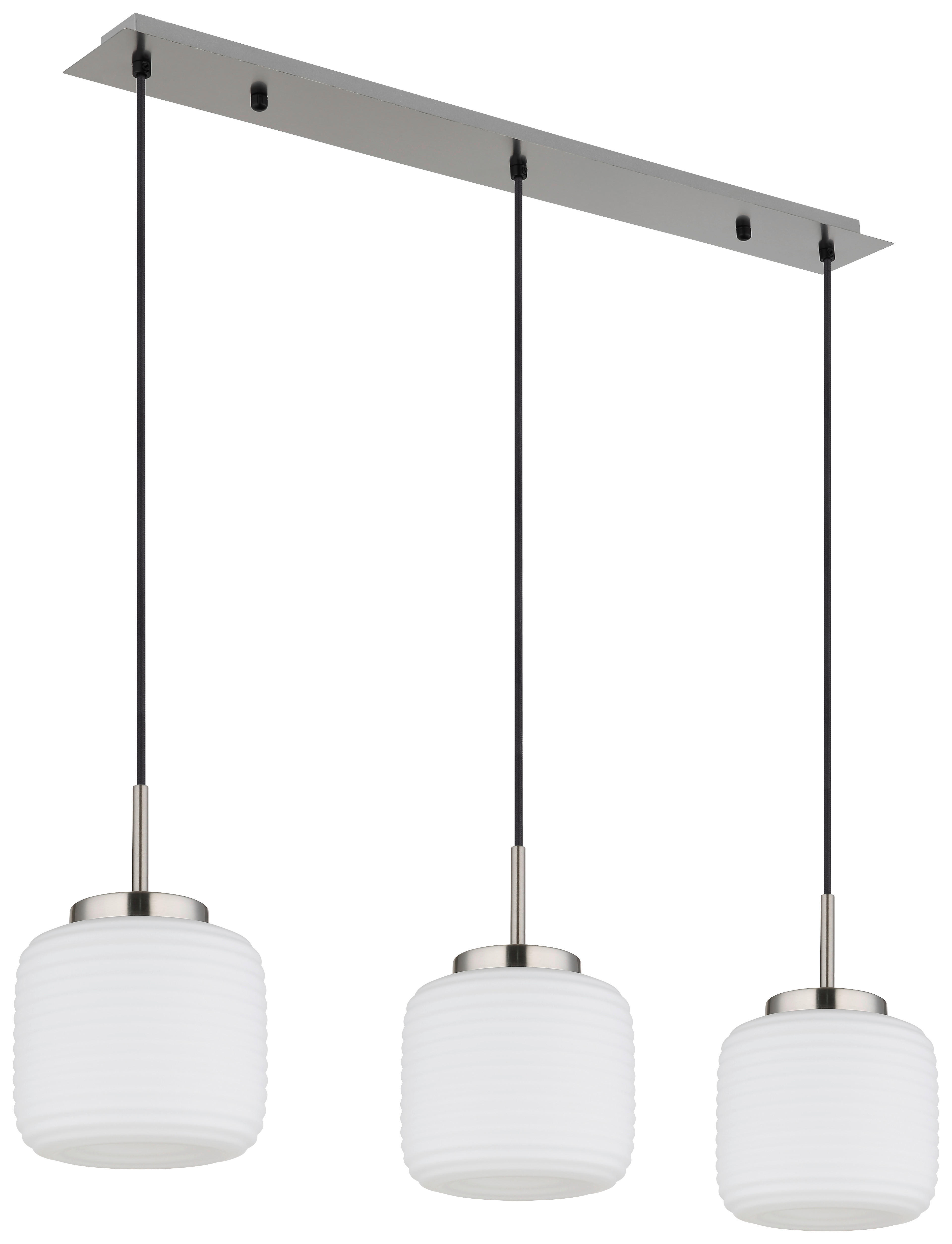 GLOBO Pendelleuchte nickel matt schwarz Opal Metall Glas B/H: ca. 90x130 cm 3.0 Brennstellen Kaldora - nickel matt/schwarz (90,00/130,00cm) - GLOBO