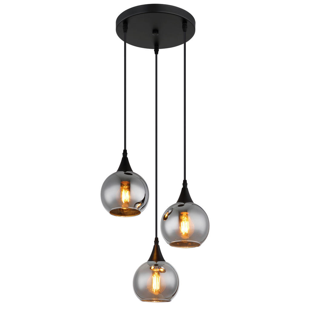 Thumbnail - Pendelleuchte schwarz Glas Metall E27 3 Brennstellen