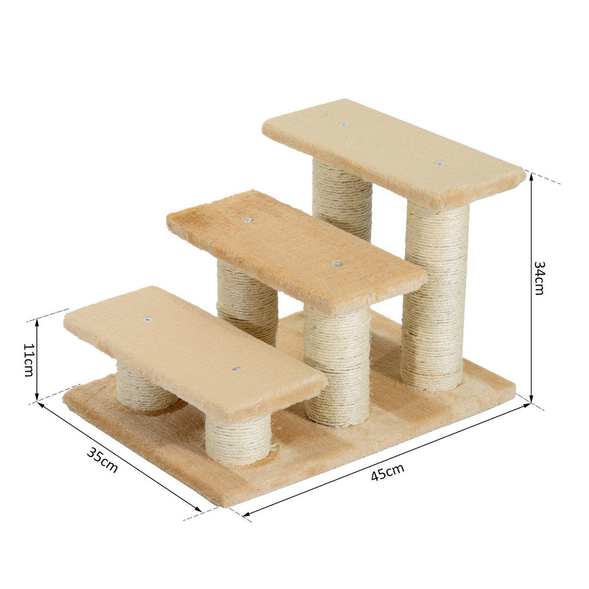 PawHut Katzentreppe beige Spanplatte B/H/L: ca. 35x34x45 cm Katzentreppe - beige (45,00/35,00/34,00cm) - PawHut