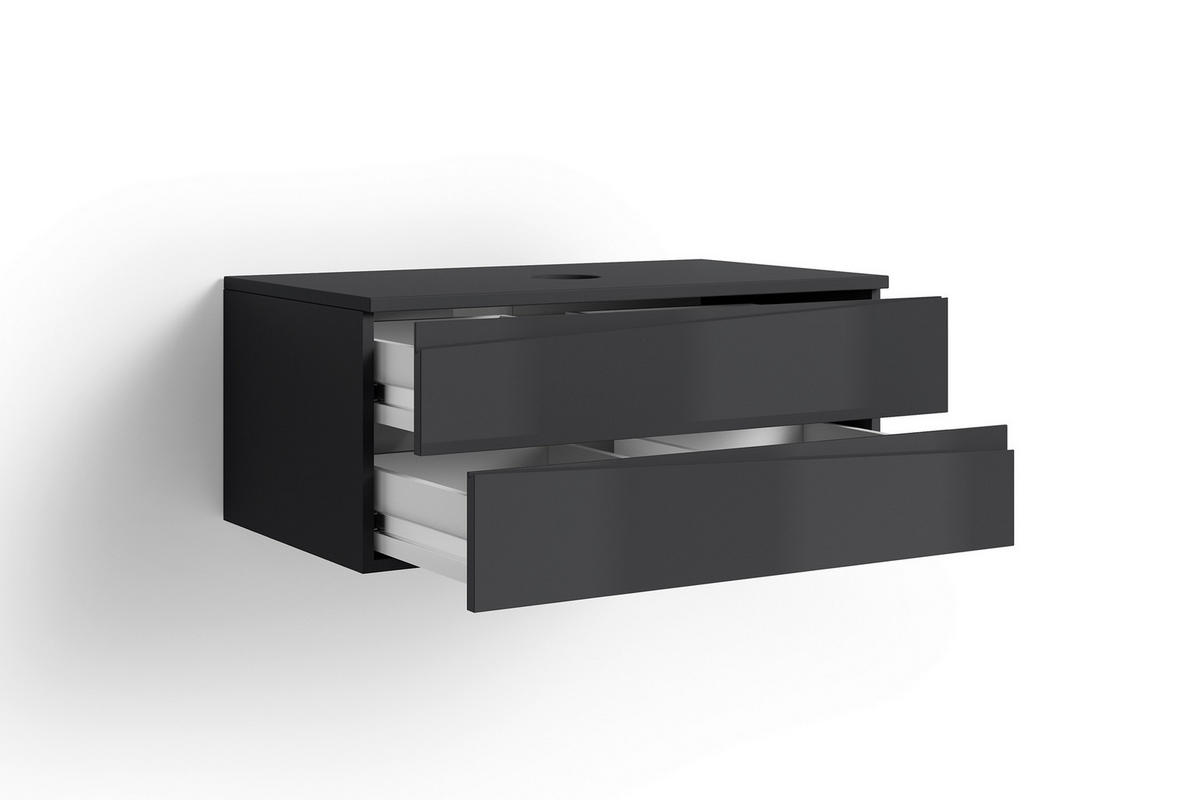 Waschbeckenunterschrank SHAPE anthrazit Hochglanz anthrazit B/H/T: ca. 80x33x47 cm SHAPE - anthrazit (80,00/33,00/47,00cm) - byLIVING