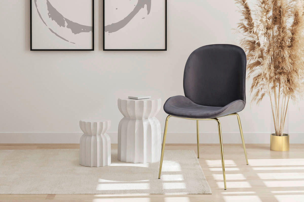 Stuhl Charlize 100 2er grau Microfaser B/H/T: ca. 48x87x59 cm Charlize 100 2er - messing/grau (48,00/87,00/59,00cm) - 360 Living