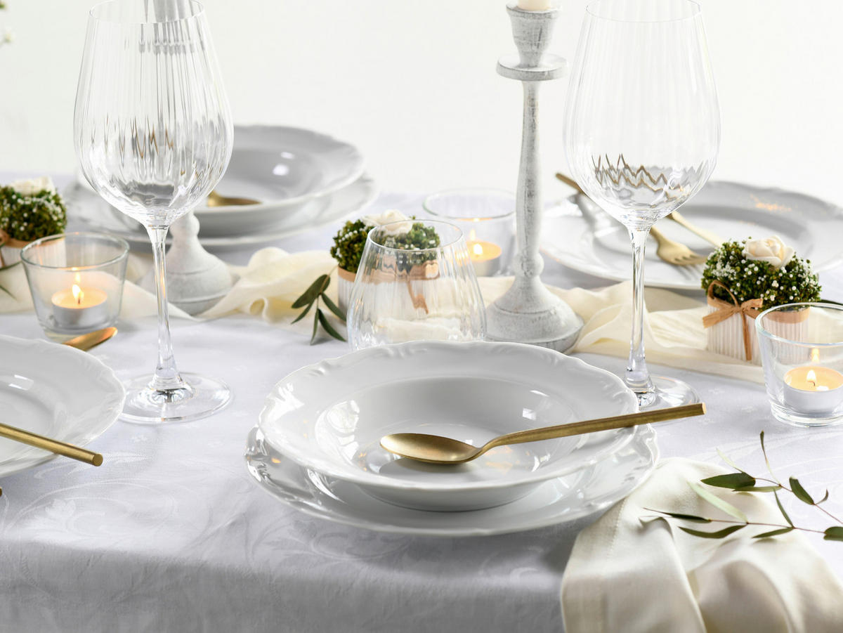 CreaTable Tafelservice Maria Theresia weiß Porzellan 12 tlg. Maria Theresia - weiß - CreaTable