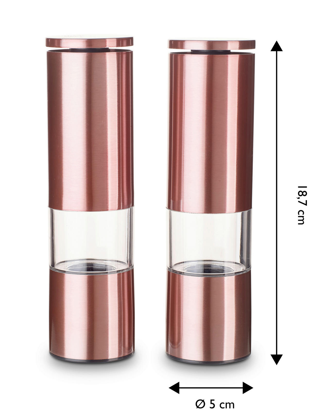 ECHTWERK Salz-/Pfefferstreuer Kupfer Edelstahl B/H/L: ca. 5,5x19,5x11 cm Salz-/Pfeffermühlenset_2tlg. - Kupfer (11,00/5,50/19,50cm) - ECHTWERK
