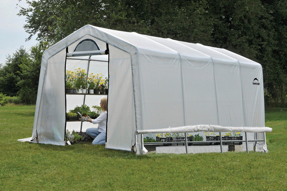ShelterLogic Gewächshaus 18,3m² B/H/L: ca. 300x240x610 cm 18,3m² - weiß (610,00/300,00/240,00cm) - ShelterLogic