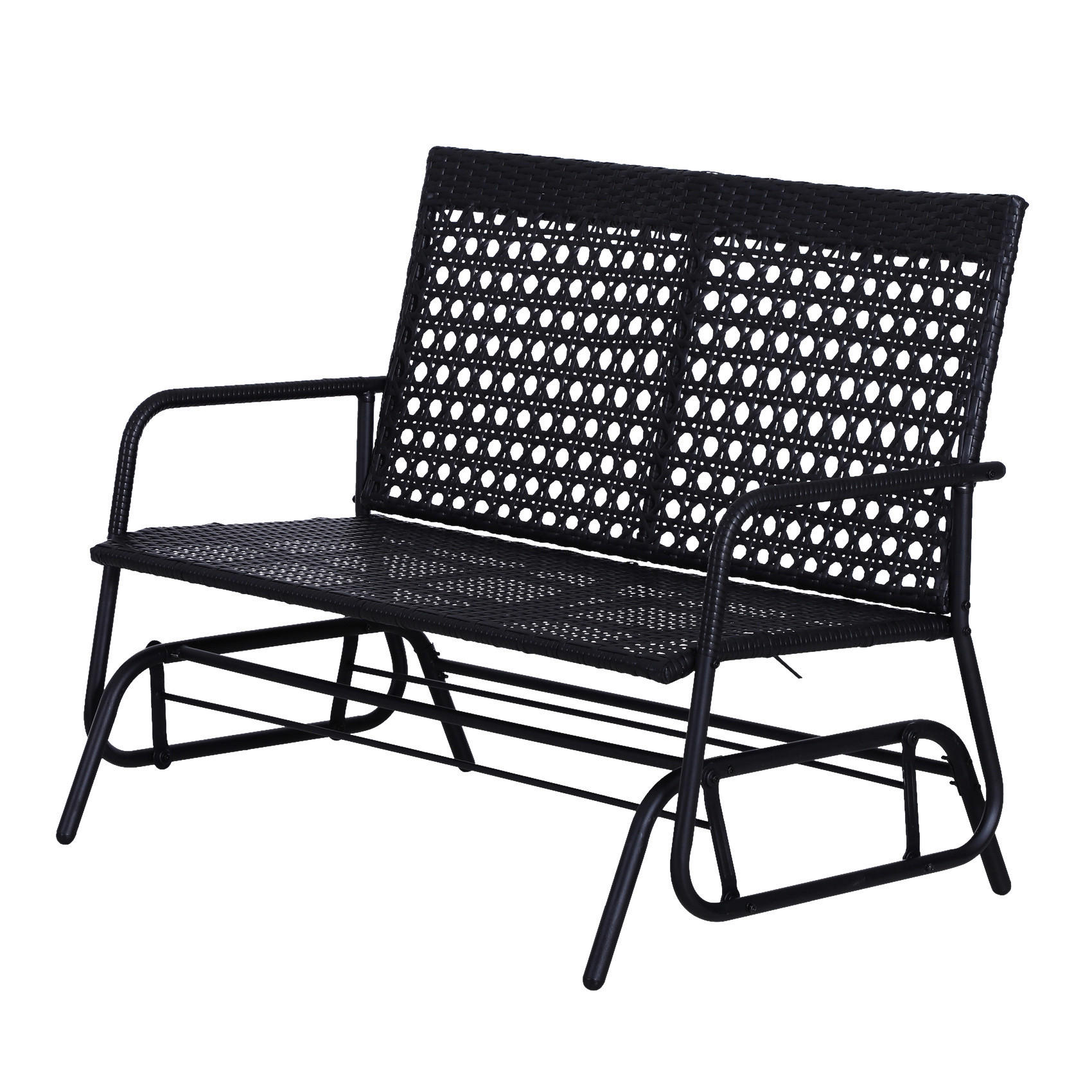 Outsunny Schaukelbank schwarz Metall B/H/L: ca. 76x90x120 cm Schaukelbank - schwarz (120,00/76,00/90,00cm) - Outsunny