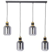 Nowa Pendelleuchte 30990408 schwarz Metall B/H/T: ca. 88,5x150x18 cm E27 4 Brennstellen ANDO - schwarz (88,50/150,00/18,00cm) - Nowa