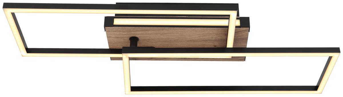GLOBO LED-Deckenleuchte 67299D dunkelbraun mattschwarz Kunststoff MDF Metall B/H/T: ca. 49x10x60 cm COLLI - dunkelbraun/mattschwarz (49,00/10,00/60,00cm) - GLOBO