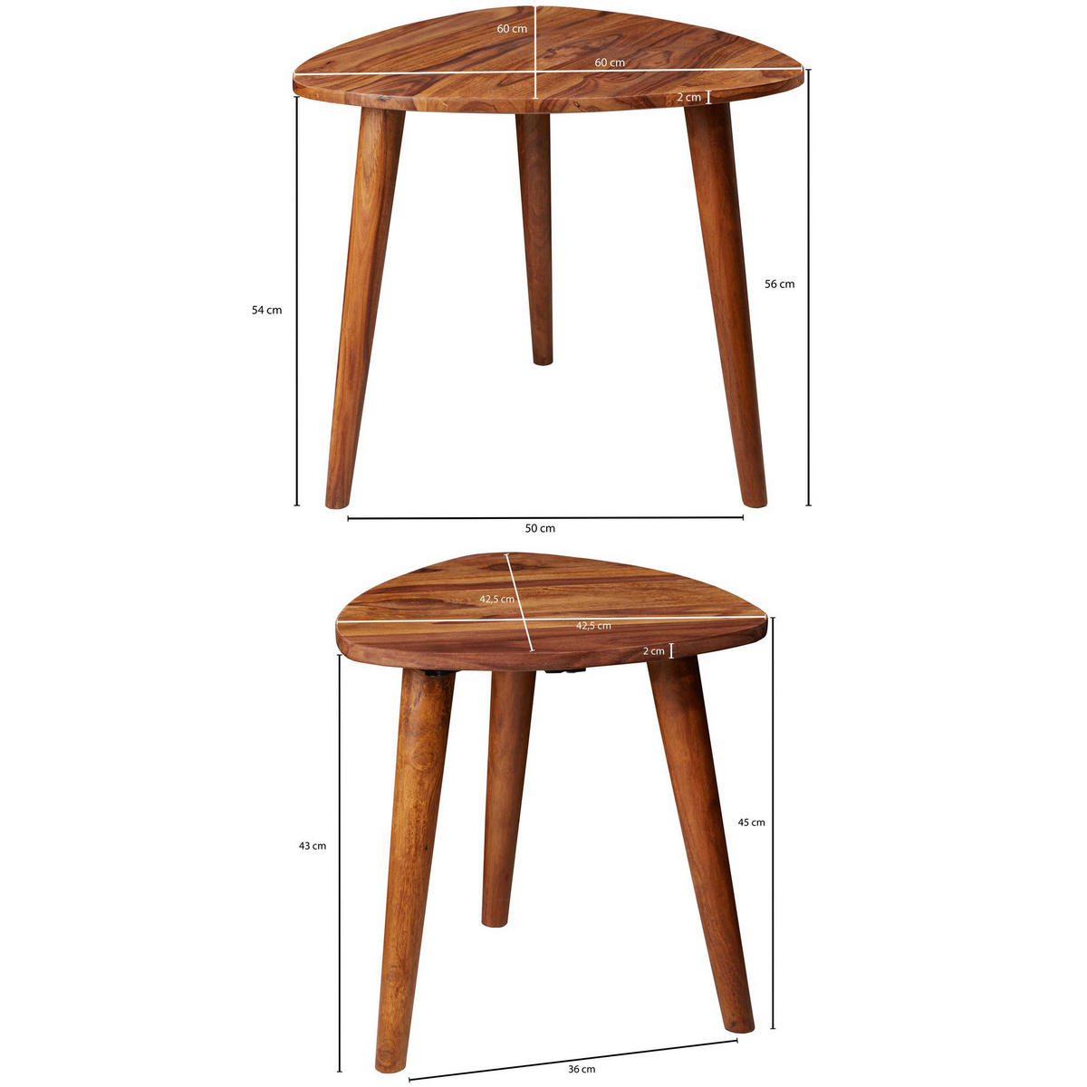 Beistelltisch 2er-Set natur Echtholz 2er-Set - natur - Wohnling