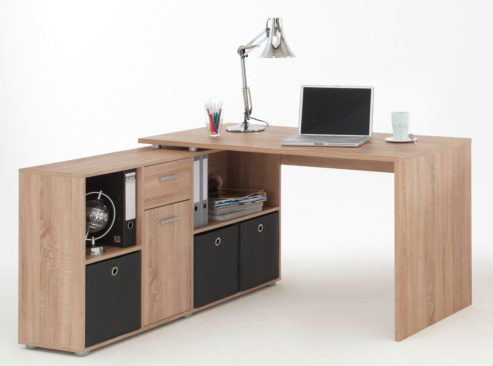 Schreibtisch  Eiche Sonoma Nachbildung B/H/T: ca. 136x74x66,5 cm Lexo_Schreibtisch 353-001 - Eiche (136,00/74,00/66,50cm)