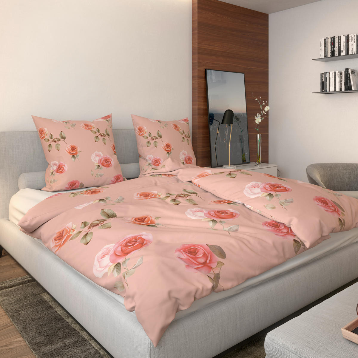 Microfaser Bettwäsche Bettwäsche_Microfaser Rosen - altrosa (135,00/200,00cm)