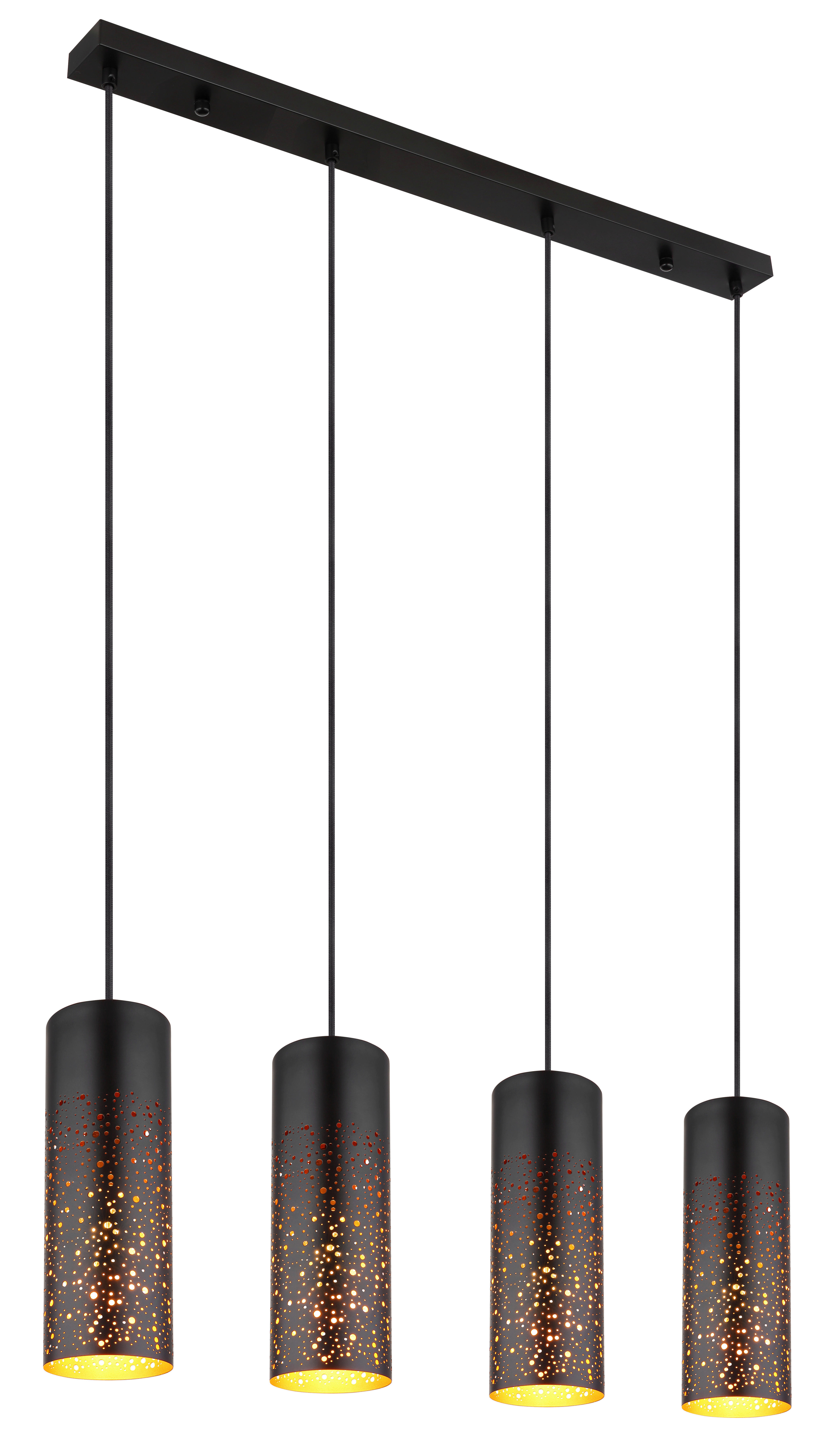 GLOBO Pendelleuchte schwarz gold Metall B/H/T: ca. 10x150x80 cm E27 4 Brennstellen CROCKY - gold/schwarz (10,00/150,00/80,00cm) - GLOBO