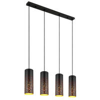 GLOBO Pendelleuchte schwarz gold Metall B/H/T: ca. 10x150x80 cm E27 4 Brennstellen CROCKY - gold/schwarz (10,00/150,00/80,00cm) - GLOBO