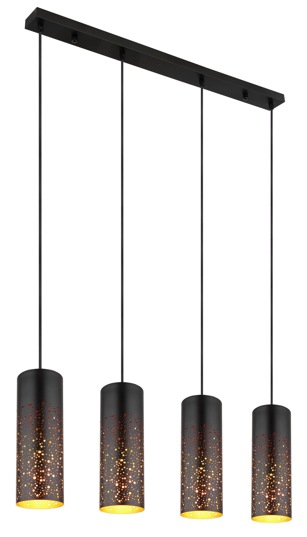 GLOBO Pendelleuchte schwarz gold Metall B/H/T: ca. 10x150x80 cm E27 4 Brennstellen CROCKY - gold/schwarz (10,00/150,00/80,00cm) - GLOBO