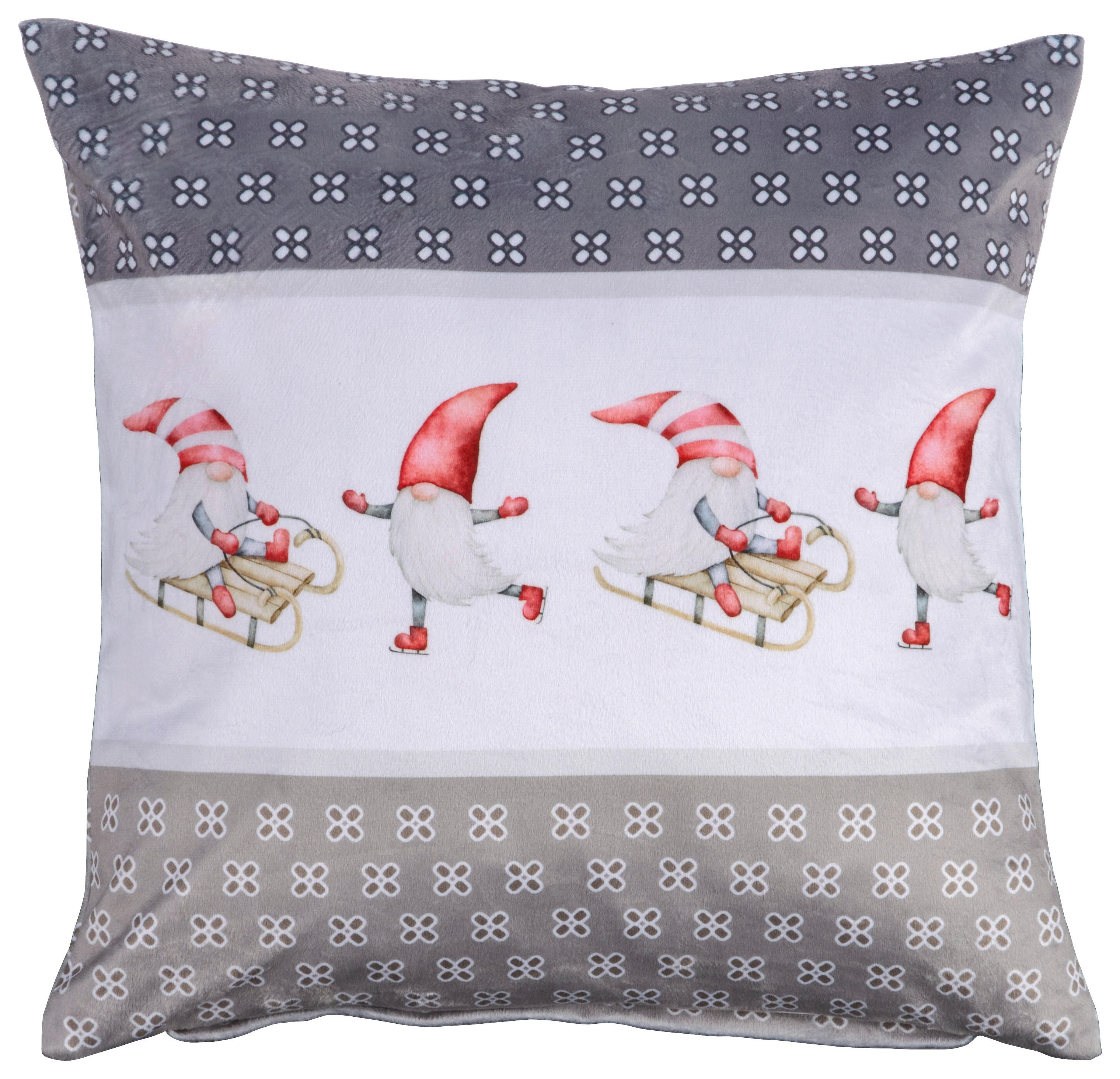 Dekokissen Samt Dekokissen_Zwerge 45x45cm - grau (45,00/45,00cm)