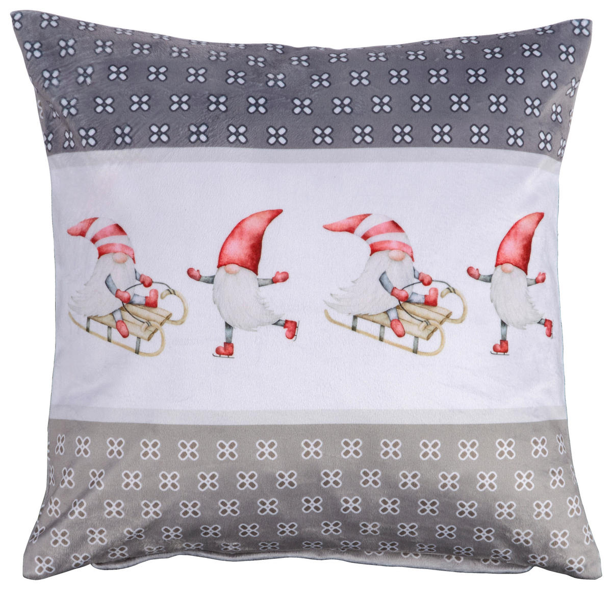 Dekokissen Samt Dekokissen_Zwerge 45x45cm - grau (45,00/45,00cm)