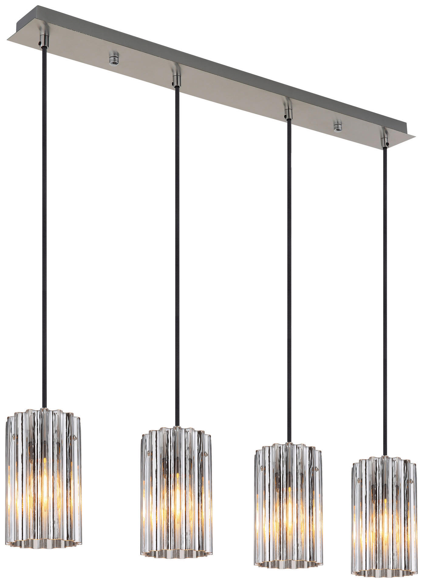 GLOBO Pendelleuchte nickel matt klar Glas Metall B/H/T: ca. 11,5x120x80 cm E27 4 Brennstellen CAYDEN - klar/nickel matt (11,50/120,00/80,00cm) - GLOBO