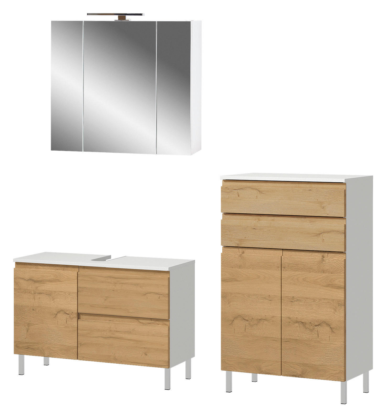 Badezimmer-Set 7958-559 weiß Eiche Grand-Son Nachbildung B/H/T: ca. 155x190x34 cm 7958-559 - Eiche/weiß (155,00/190,00/34,00cm) - Germania