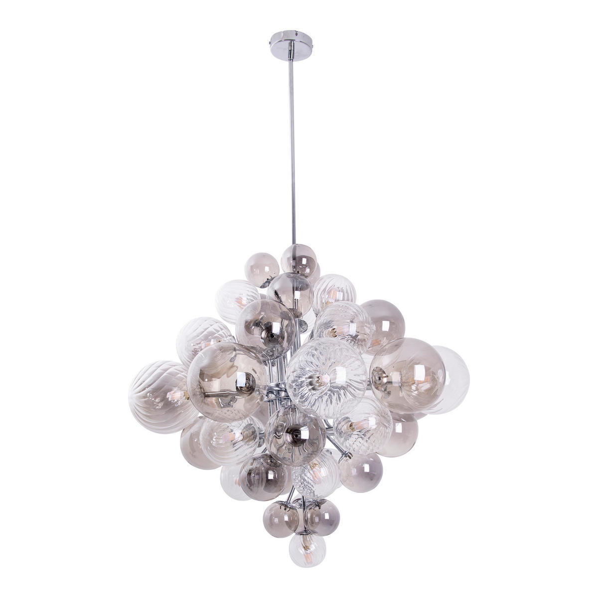 Näve Leuchten Pendelleuchte Chrom Metall Glas B/H/T/D: ca. 75x120x75x75 cm G9 20 Brennstellen SPHERE - Chrom (75,00/120,00/75,00cm) - Näve Leuchten