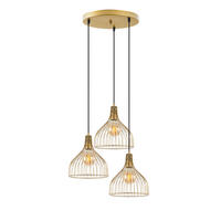 Opviq Pendelleuchte gold B/H/L: ca. 49x121x49 cm E27 1 Brennstellen Cafu - gold (49,00/49,00/121,00cm) - Opviq
