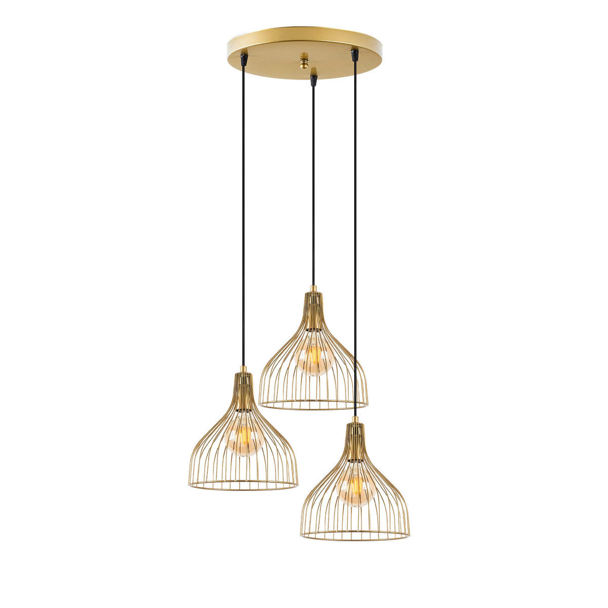 Opviq Pendelleuchte gold B/H/L: ca. 49x121x49 cm E27 1 Brennstellen Cafu - gold (49,00/49,00/121,00cm) - Opviq