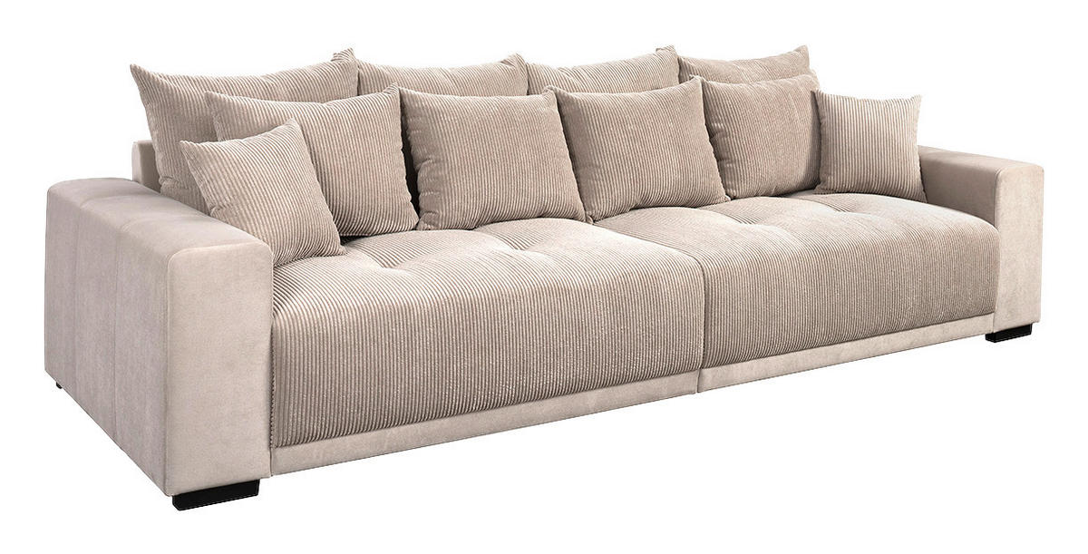 Big Sofa Xantia new 1 beige Velourstoff B/H/T: ca. 318x94x120 cm Xantia new 1 - beige/schwarz (318,00/94,00/120,00cm)