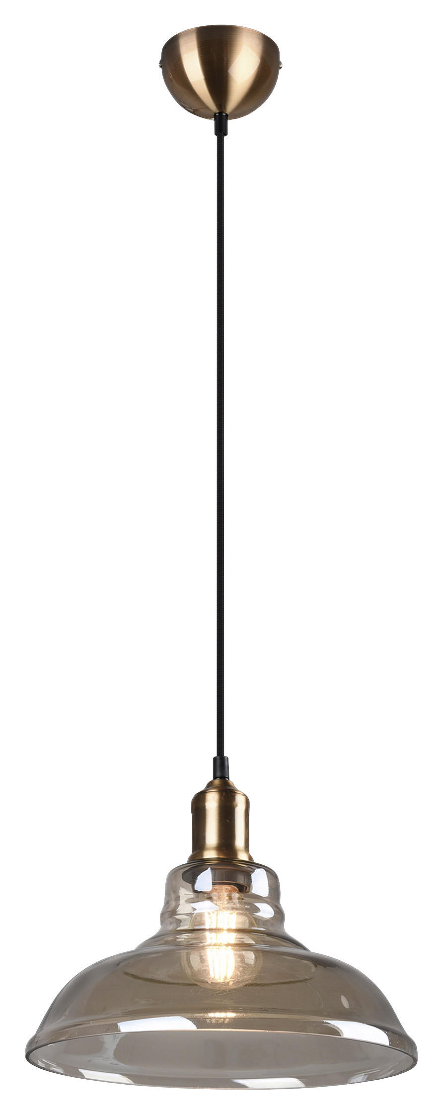 Reality Pendelleuchte R30731004 altmessing amber Metall Glas H/D: ca. 150x28 cm E27 1 Brennstellen Aldo - altmessing/amber (28,00/150,00cm) - Reality