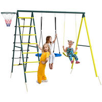 Outsunny Kinderschaukel gelb B/H/L: ca. 180x202x267 cm Kinderschaukel - gelb/grün (267,00/180,00/202,00cm) - Outsunny