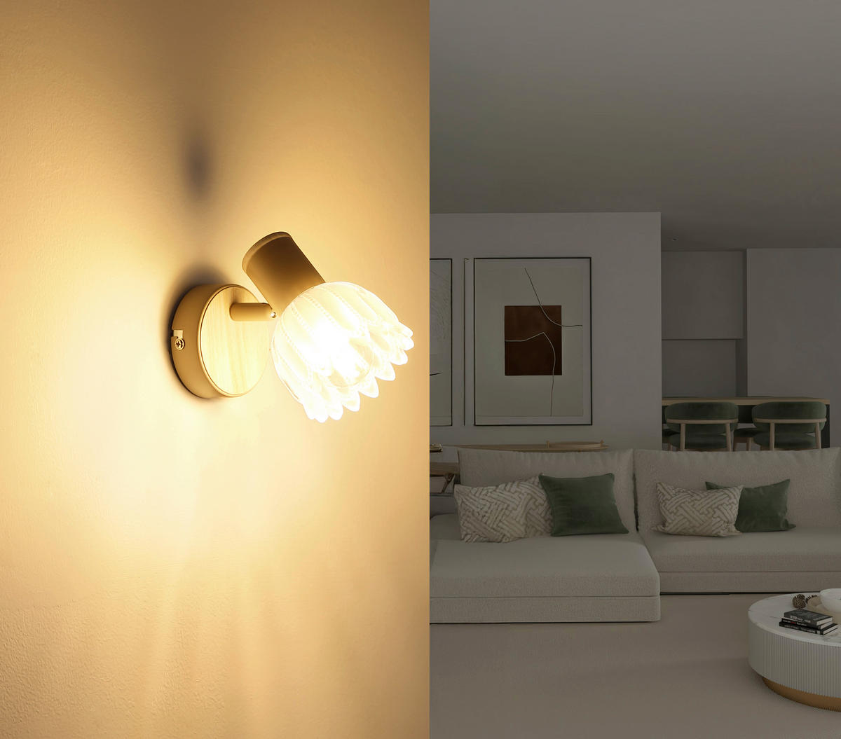 GLOBO Strahler sand Glas Metall B/H/L: ca. 10,5x11x14 cm E14 1 Brennstellen Strahler-Planta - sand (14,00/10,50/11,00cm) - GLOBO