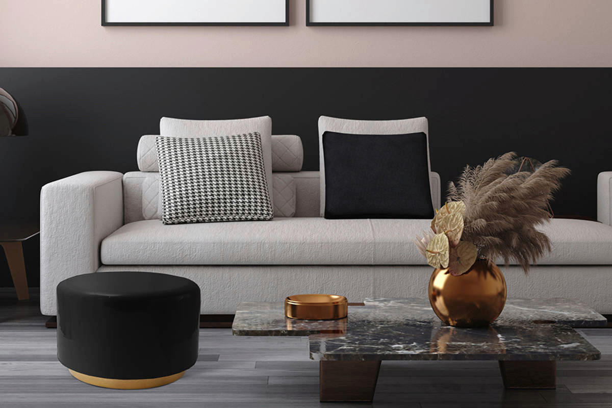 360 Living Hocker Artisse 251 schwarz gold Metall H/D: ca. 43x51,5 cm Artisse 251 - gold/schwarz (51,50/43,00cm) - 360 Living