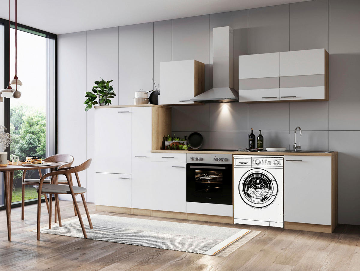 Respekta Küchenblock Merle weiß B/H/T: ca. 310x200x60 cm Merle - Eiche/weiß (310,00/200,00/60,00cm) - Respekta