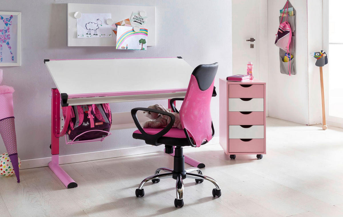 Drehstuhl pink Stoff Kinderschreibtischstuhl TERNI - pink (60,00/101,00/60,00cm) - Amstyle