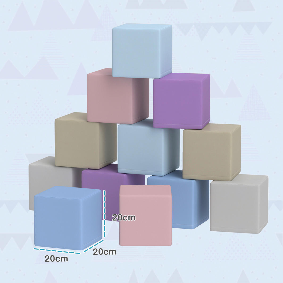 HOMCOM Softbausteine B/H/L: ca. 20x20x20 cm Softbausteine - multicolor (20,00/20,00/20,00cm) - HOMCOM