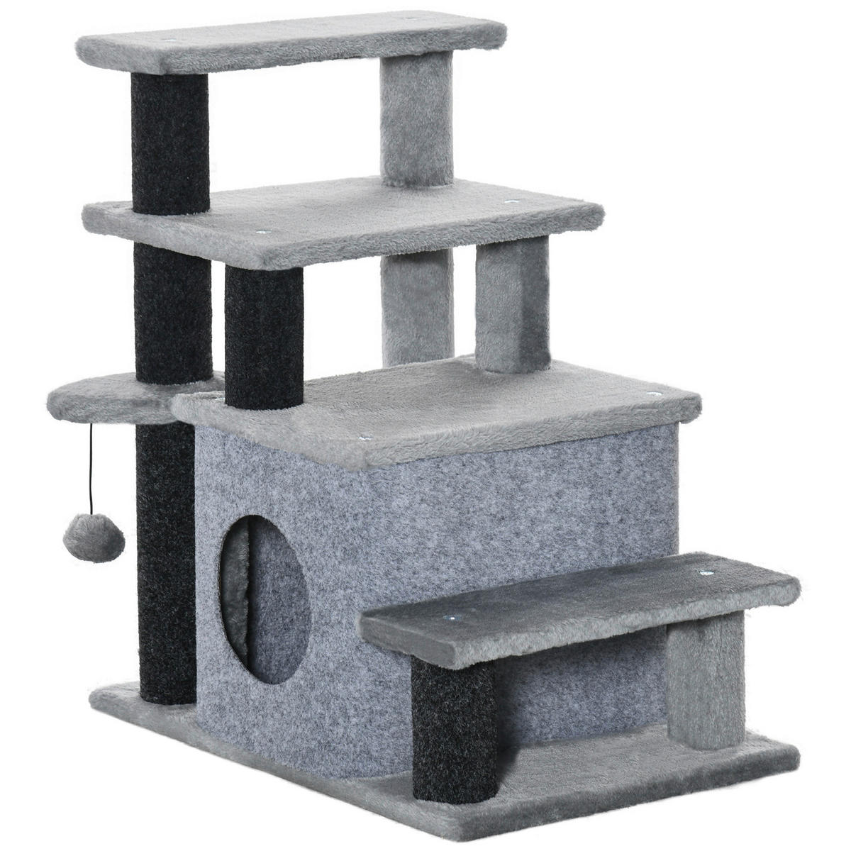 PawHut Haustiertreppe grau Spanplatte B/H/L: ca. 40x66x60 cm Haustiertreppe - schwarz/grau (60,00/40,00/66,00cm) - PawHut